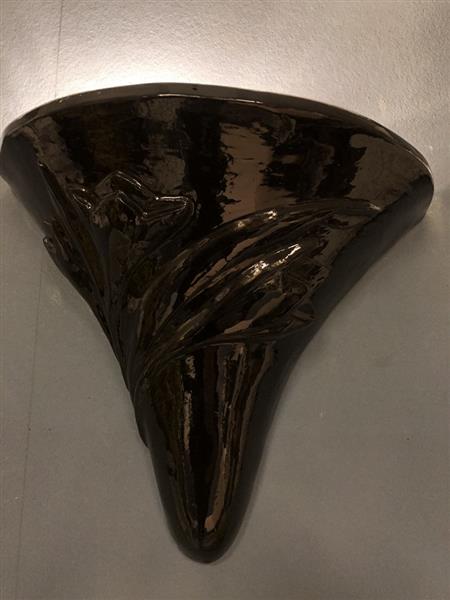 Grote foto mooie strakke wandlamp in zwart terracotta steen zeer fraai art nouveau jugendstyle. huis en inrichting overige