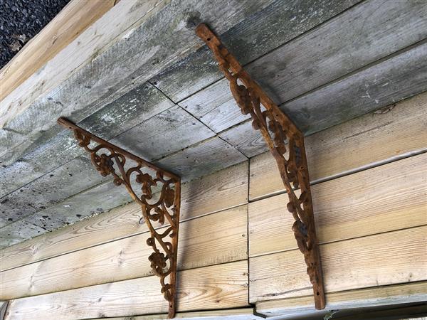 Grote foto set hoek steunen druif zwaar gietijzer ondersteuning voor planken rust bruin. tuin en terras tuindecoratie