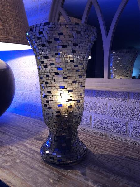 Grote foto vaas windlicht chimney moz chrystal met spiegelend disco effect. huis en inrichting woningdecoratie