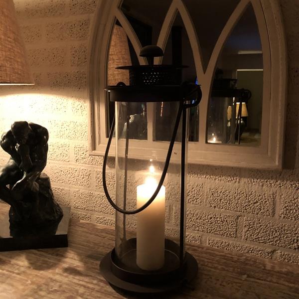 Grote foto forse stormlantaarn metaal met glas zeer fraai huis en inrichting overige