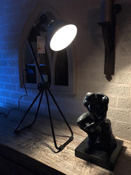 Grote foto industri le tafel bureau lamp smeedijzeren voet met zinken kap. huis en inrichting overige