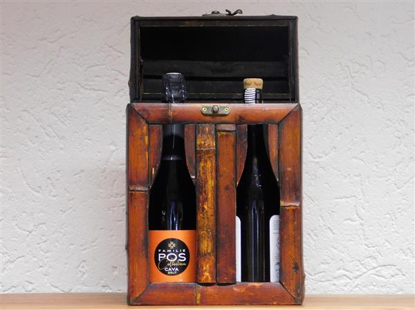 Grote foto vintage wijnkist voor 2 flessen hout klassiek huis en inrichting woningdecoratie
