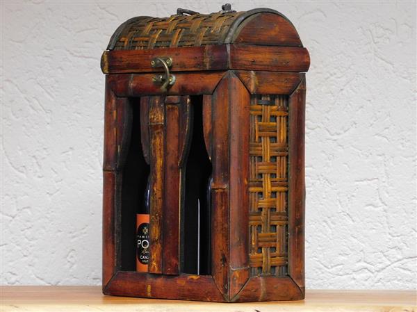 Grote foto vintage wijnkist voor 2 flessen hout klassiek huis en inrichting woningdecoratie