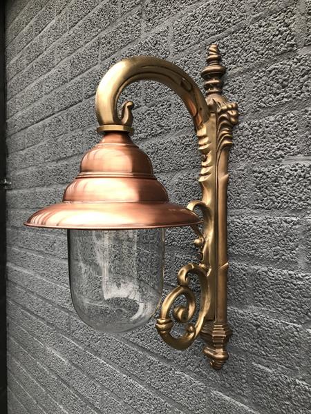Grote foto nostalgische wandlamp tuinlamp geheel messing gepatineerd koper huis en inrichting overige