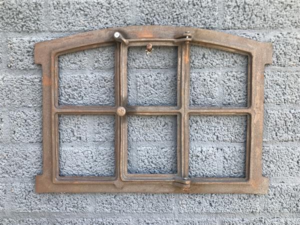 Grote foto ijzeren raam voor de tuinmuur stalraam venster in antieke stijl 57x42 tuin en terras tuindecoratie