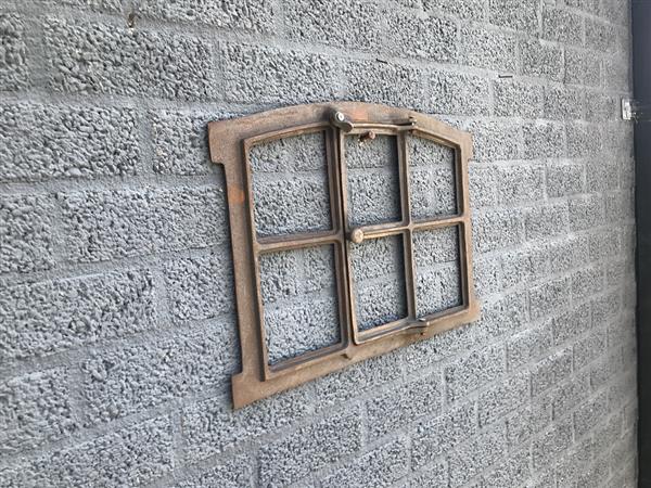 Grote foto ijzeren raam voor de tuinmuur stalraam venster in antieke stijl 57x42 tuin en terras tuindecoratie