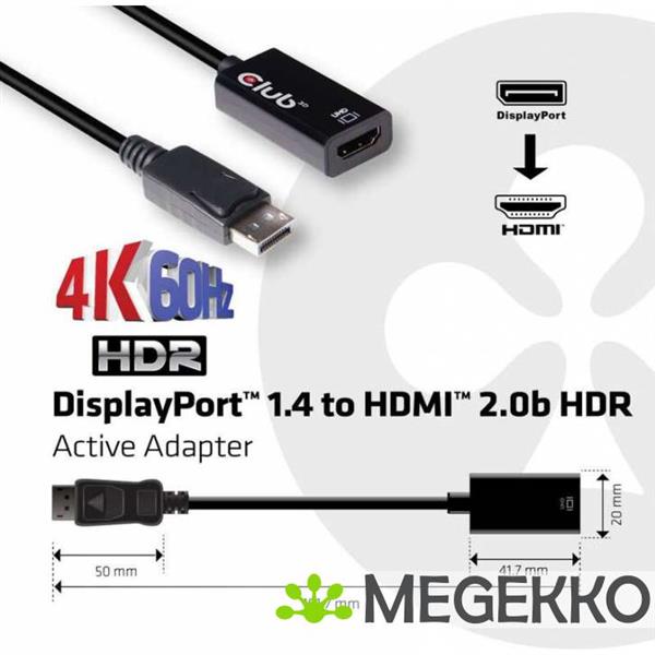 Grote foto club3d displayport 1.4 to hdmi 2.0b hdr active adapter computers en software overige