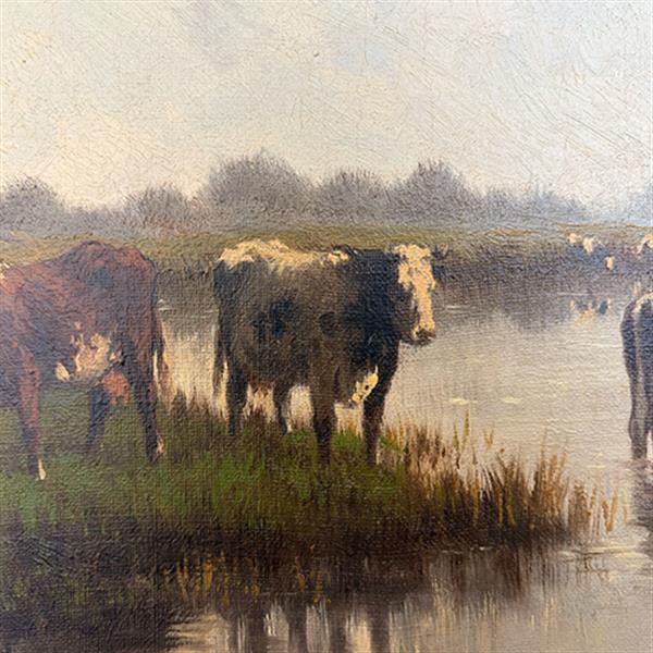 Grote foto h.c.c. bogman 1861 1921 koeien in de polder olieverf op linnen gesigneerd en gedateerd no.440535 antiek en kunst stoelen en banken