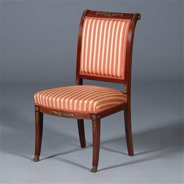 Grote foto stel van 6 mahonie stoelen empire door pander ca 1890 incl stof naar wens no.440545 antiek en kunst stoelen en banken
