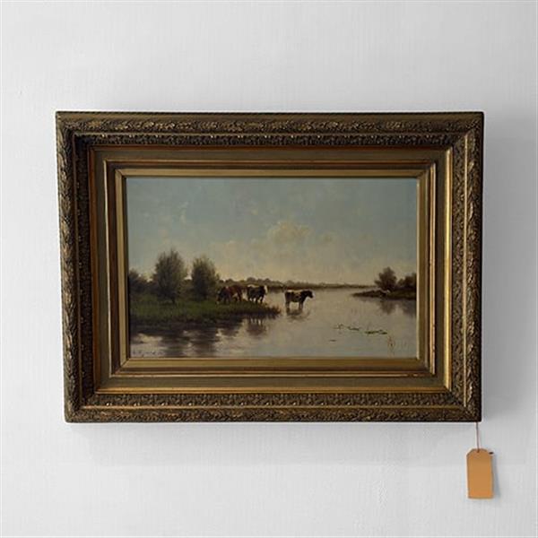 Grote foto h.c.c. bogman 1861 1921 koeien in de polder olieverf op linnen gesigneerd en gedateerd no.440535 antiek en kunst stoelen en banken