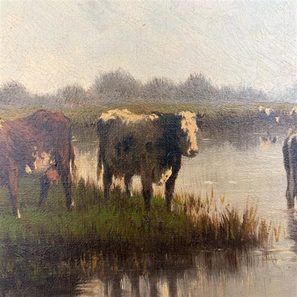 Grote foto h.c.c. bogman 1861 1921 koeien in de polder olieverf op linnen gesigneerd en gedateerd no.440535 antiek en kunst stoelen en banken