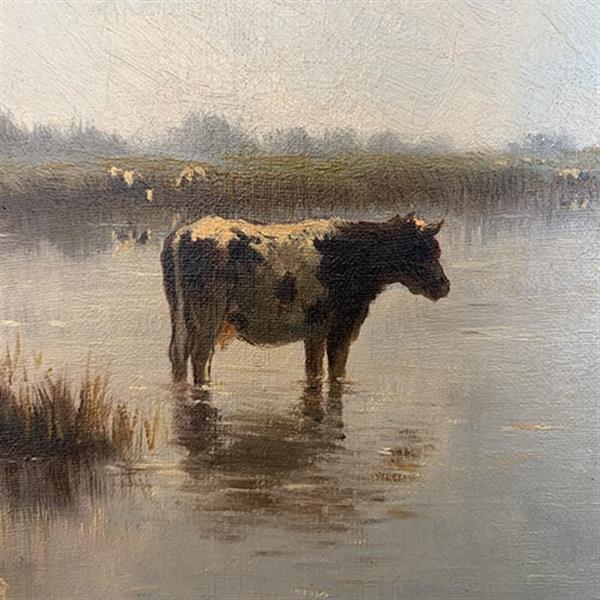 Grote foto h.c.c. bogman 1861 1921 koeien in de polder olieverf op linnen gesigneerd en gedateerd no.440535 antiek en kunst stoelen en banken