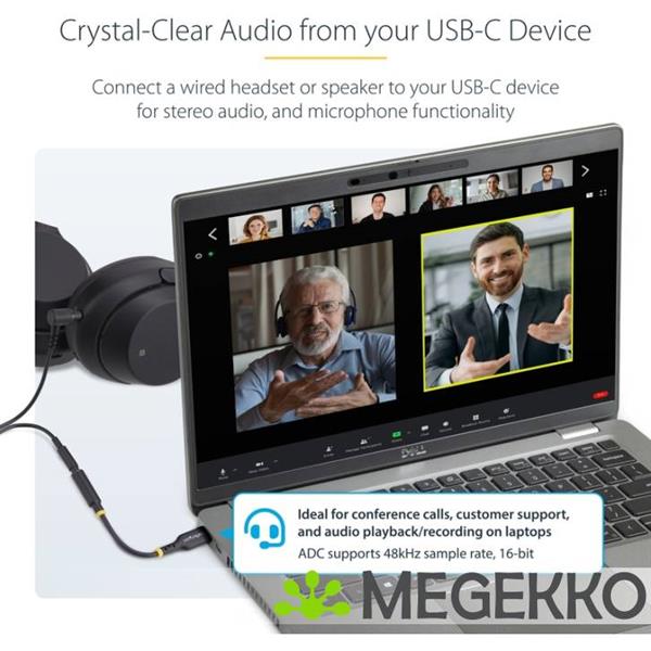 Grote foto startech.com usb c naar 3.5mm trrs headphone headset adapter aux audio adapter 3.5mm jack usb typ computers en software overige