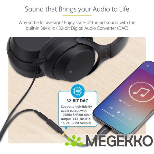 Grote foto startech.com usb c naar 3.5mm trrs headphone headset adapter aux audio adapter 3.5mm jack usb typ computers en software overige