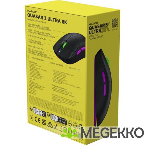 Grote foto hator quasar 3 ultra zwart draadloze gaming muis computers en software overige computers en software
