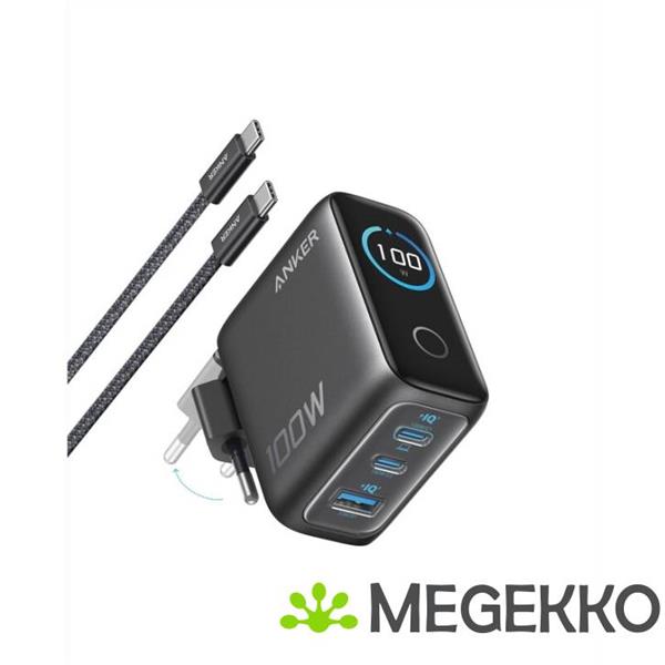 Grote foto anker b121bgz1 dual usb c usb a snellader 100w zwart met kabel computers en software overige