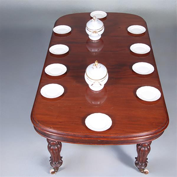 Grote foto massief mahonie eetkamertafel met slinger en inlegbladen victoriaans ca 1860 no.440550 antiek en kunst stoelen en banken