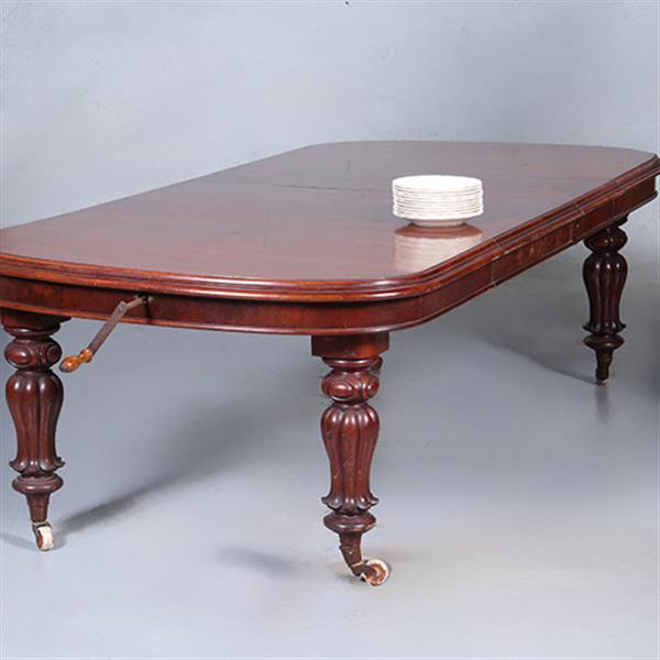 Grote foto massief mahonie eetkamertafel met slinger en inlegbladen victoriaans ca 1860 no.440550 antiek en kunst stoelen en banken