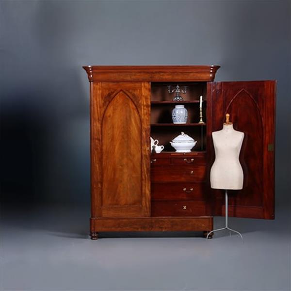 Grote foto vroeg biedermeier notariskast in bloemmahonie met prachtig interieur ca 1820 no.440515 antiek en kunst stoelen en banken