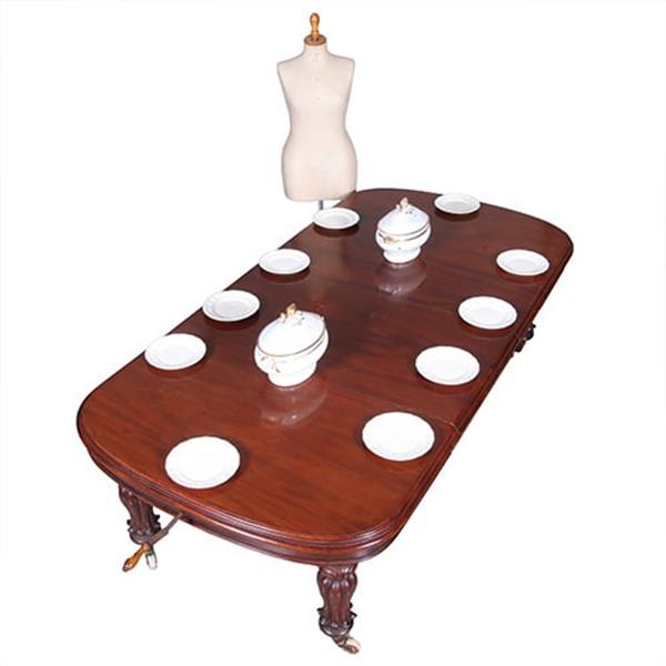 Grote foto massief mahonie eetkamertafel met slinger en inlegbladen victoriaans ca 1860 no.440550 antiek en kunst stoelen en banken