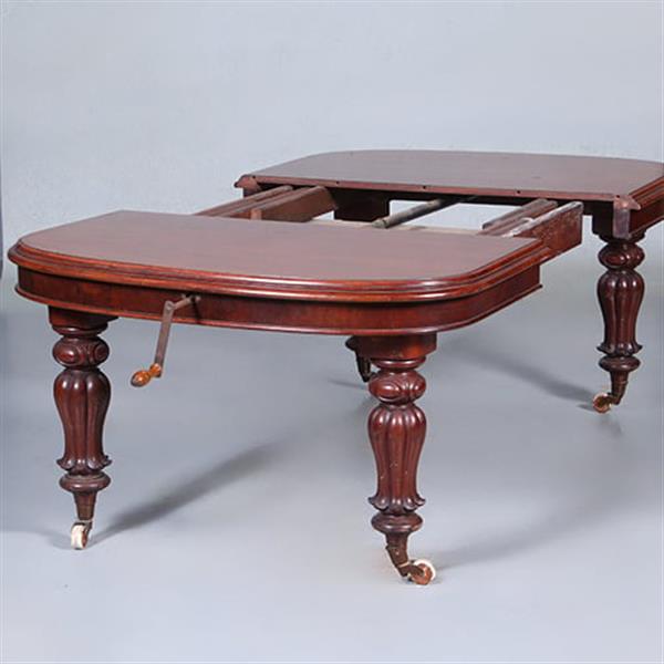 Grote foto massief mahonie eetkamertafel met slinger en inlegbladen victoriaans ca 1860 no.440550 antiek en kunst stoelen en banken