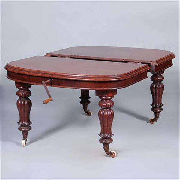 Grote foto massief mahonie eetkamertafel met slinger en inlegbladen victoriaans ca 1860 no.440550 antiek en kunst stoelen en banken