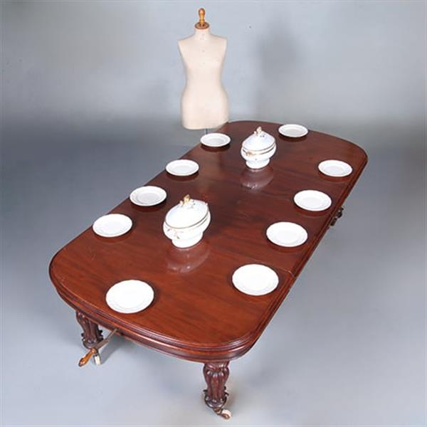 Grote foto massief mahonie eetkamertafel met slinger en inlegbladen victoriaans ca 1860 no.440550 antiek en kunst stoelen en banken