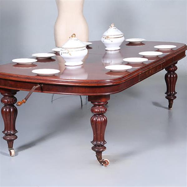 Grote foto massief mahonie eetkamertafel met slinger en inlegbladen victoriaans ca 1860 no.440550 antiek en kunst stoelen en banken