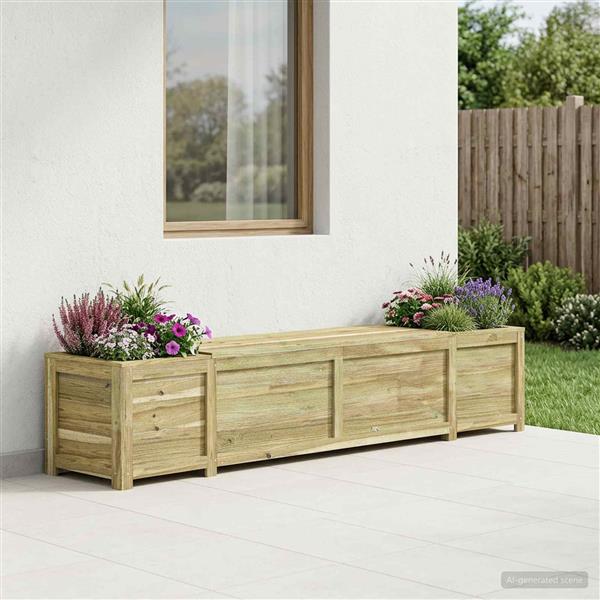 Grote foto vidaxl tuinbank met opbergruimte en plantenbak 193 5 x 40 x 41 cm tuin en terras overige tuin en terras