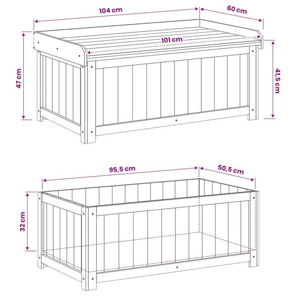 Grote foto vidaxl buiten kussenbox ge mpregneerd grenenhout 104 x 60 x 47 cm tuin en terras overige tuin en terras