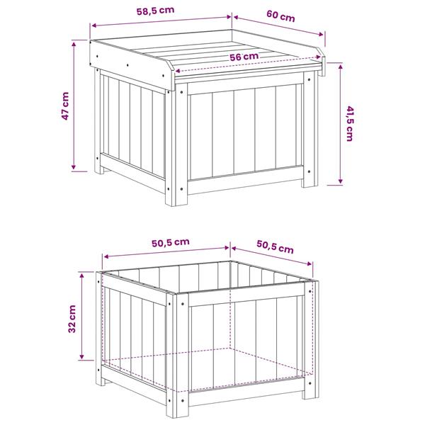 Grote foto vidaxl kussenbox voor buiten ge mpregneerd grenenhout 58 5 x 60 x 47 cm tuin en terras overige tuin en terras