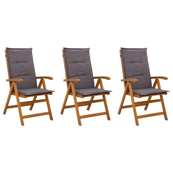 Grote foto vidaxl recliner tuinstoelen 3 st naturel massief acaciahout tuin en terras tuinmeubelen