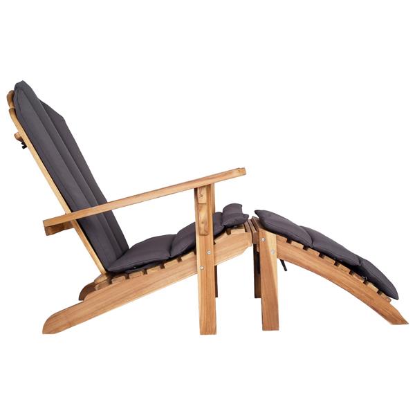 Grote foto vidaxl adirondack tuinstoel met voetensteun naturel massief teakhout tuin en terras tuinmeubelen