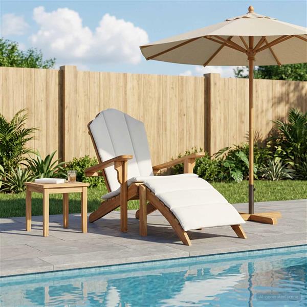 Grote foto vidaxl adirondack tuinstoel met voetensteun naturel massief teakhout tuin en terras tuinmeubelen