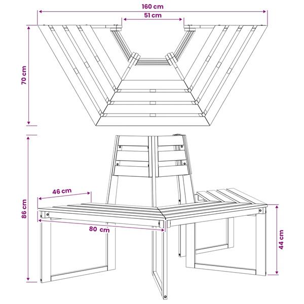 Grote foto vidaxl boombank 160 x 70 x 86 cm massief acaciahout naturel halfrond tuin en terras tuinmeubelen
