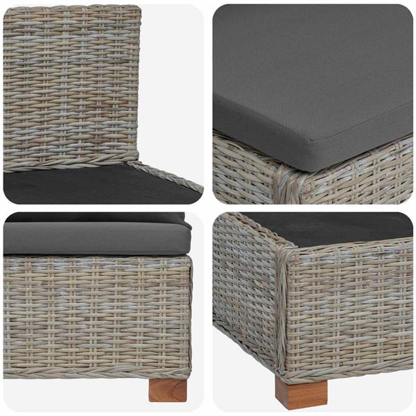 Grote foto vidaxl 2 st rieten loungeset met kussens gendt natuurlijk rattan tuin en terras tuinmeubelen