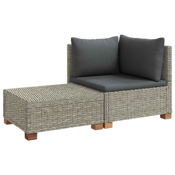 Grote foto vidaxl 2 st rieten loungeset met kussens gendt natuurlijk rattan tuin en terras tuinmeubelen
