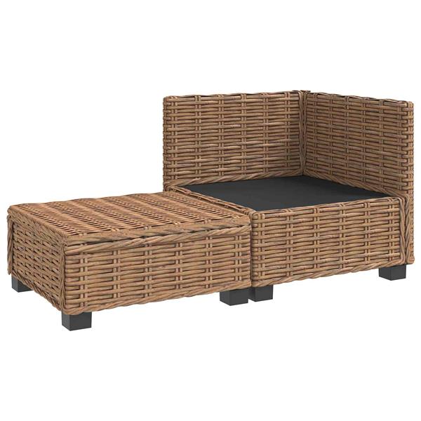 Grote foto vidaxl 2 st rieten loungeset met kussens gendt natuurlijk rattan tuin en terras tuinmeubelen