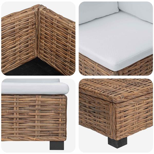 Grote foto vidaxl 2 st rieten loungeset met kussens gendt natuurlijk rattan tuin en terras tuinmeubelen
