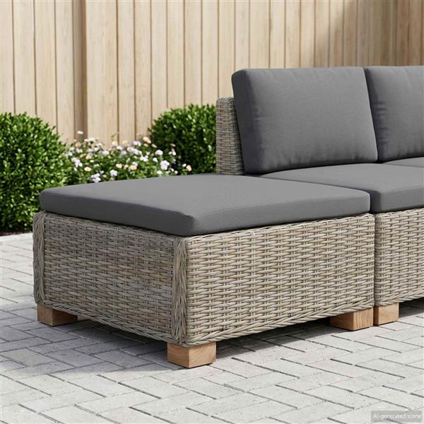 Grote foto vidaxl voetensteun met kussen gendt natuurlijk rattan kubu grijs tuin en terras tuinmeubelen