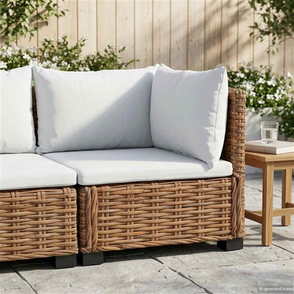 Grote foto vidaxl hoekbank met kussens gendt natuurlijk rattan naturel tuin en terras tuinmeubelen