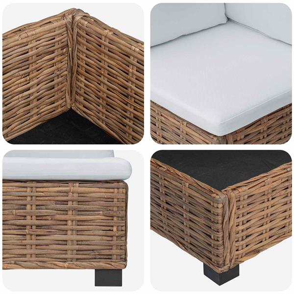 Grote foto vidaxl hoekbank met kussens gendt natuurlijk rattan naturel tuin en terras tuinmeubelen