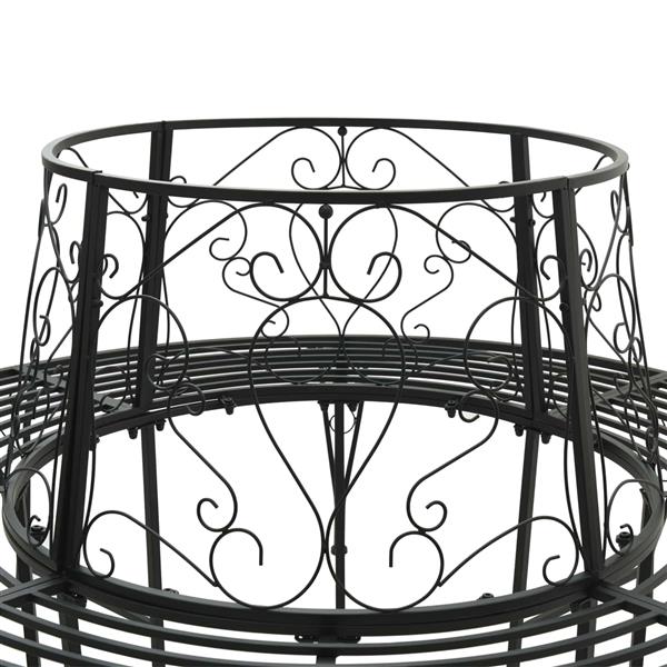 Grote foto vidaxl boom bank 8 aantal zitplaatsen 160 x 89 cm staal zwart rond tuin en terras tuinmeubelen