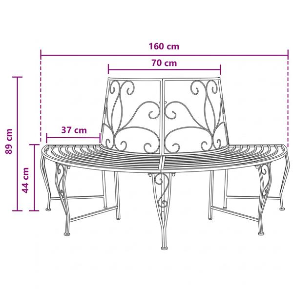 Grote foto vidaxl boom bank 4 aantal zitplaatsen 160 x 80 x 89 cm staal tuin en terras tuinmeubelen