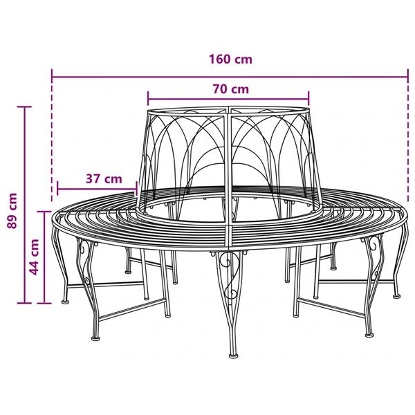 Grote foto vidaxl boom bank 8 aantal zitplaatsen 160 x 89 cm staal antiek wit tuin en terras tuinmeubelen