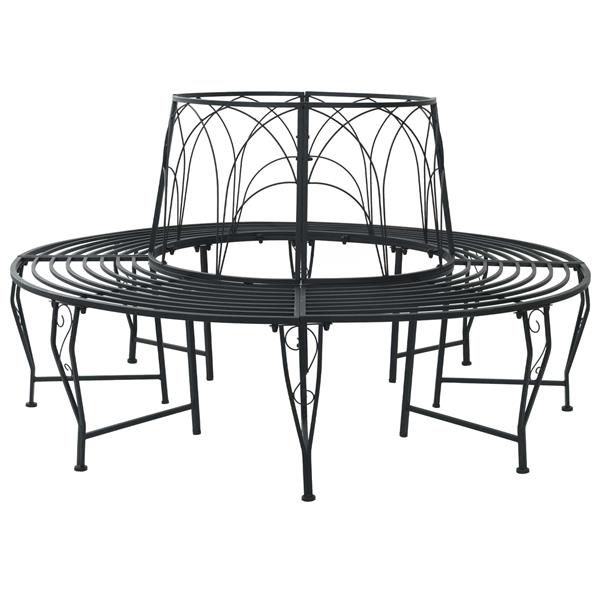Grote foto vidaxl boom bank 8 aantal zitplaatsen 160 x 89 cm staal zwart rond tuin en terras tuinmeubelen