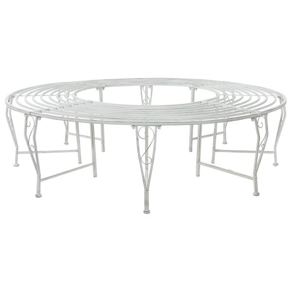 Grote foto vidaxl boom bank 8 aantal zitplaatsen 160 x 44 cm staal antiek wit tuin en terras tuinmeubelen
