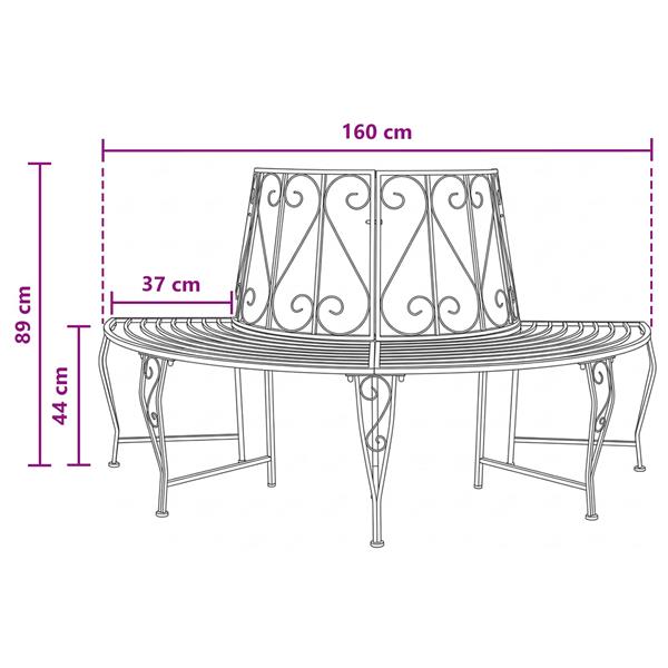 Grote foto vidaxl boom bank 4 aantal zitplaatsen 160 x 80 x 89 cm staal tuin en terras tuinmeubelen