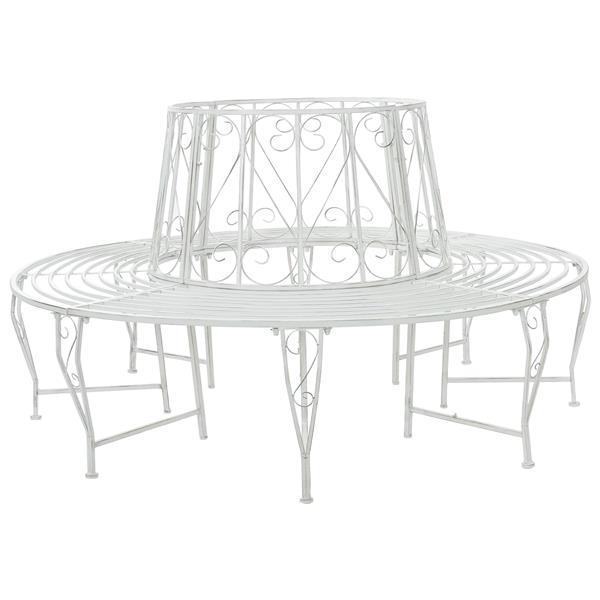 Grote foto vidaxl boom bank 8 aantal zitplaatsen 160 x 89 cm staal antiek wit tuin en terras tuinmeubelen