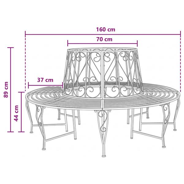 Grote foto vidaxl boom bank 8 aantal zitplaatsen 160 x 89 cm staal antiek wit tuin en terras tuinmeubelen
